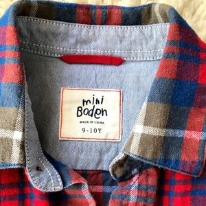 Mini Boden Boys Flannel Size 9-10
